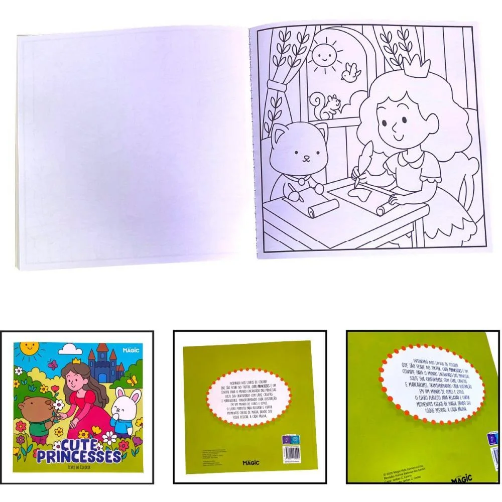 LIVRO DE COLORIR CUTE PRINCESSES 48PGS 24X24 MAGIC KIDS (UNIDADE) - imagem 4