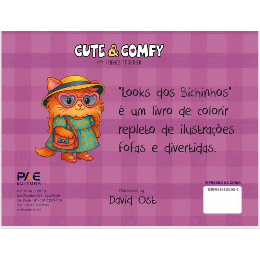LIVRO DE COLORIR CUTE E COMFY LOOK BICHINHOS CD PAE EDITORA (UNIDADE) - imagem 4
