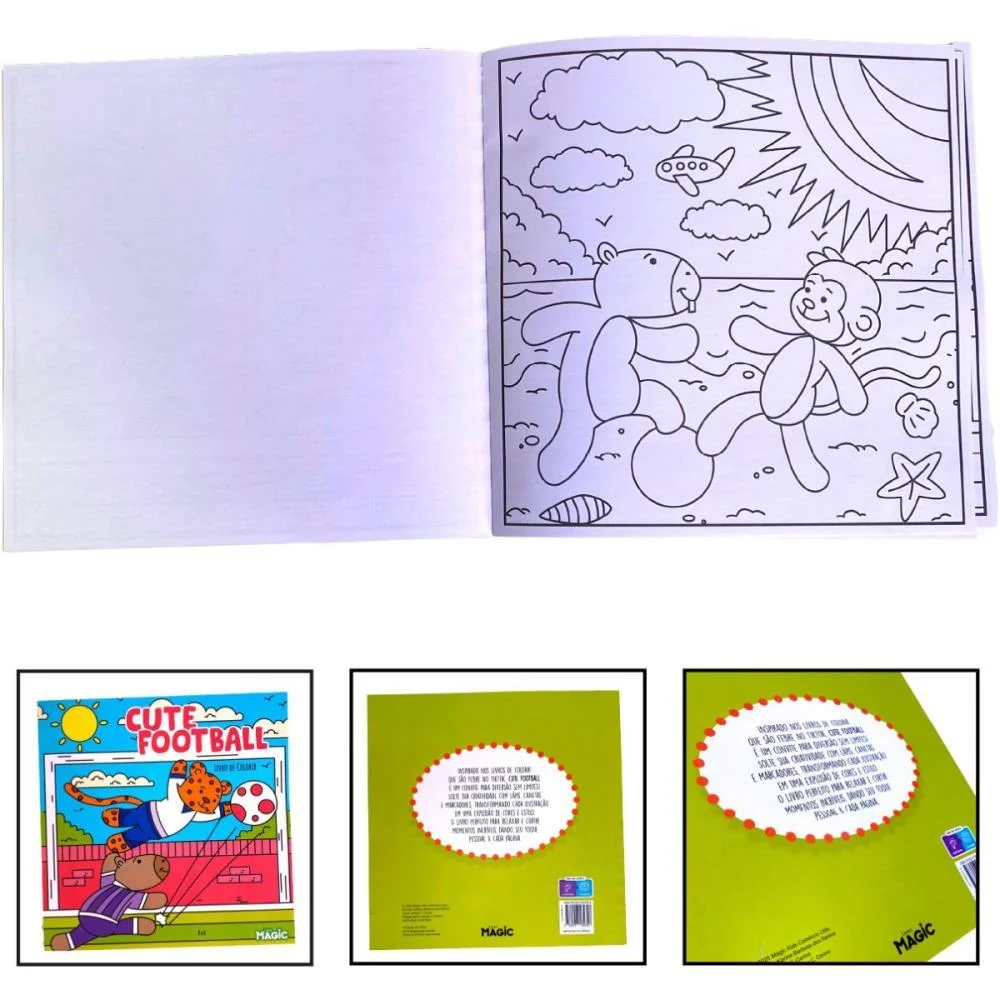 LIVRO DE COLORIR CUTE FOOTBALL 48PGS 24X24 MAGIC KIDS (UNIDADE) - imagem 4