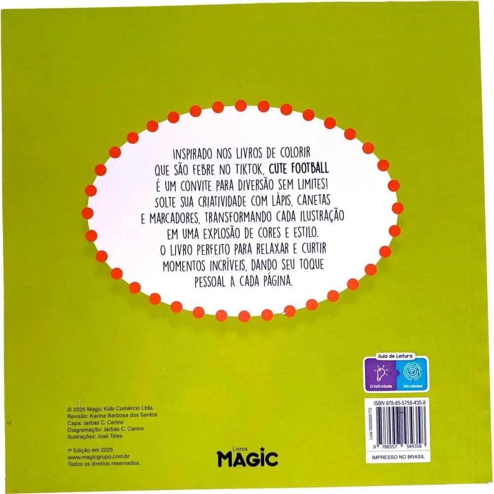 LIVRO DE COLORIR CUTE FOOTBALL 48PGS 24X24 MAGIC KIDS (UNIDADE) - imagem 5