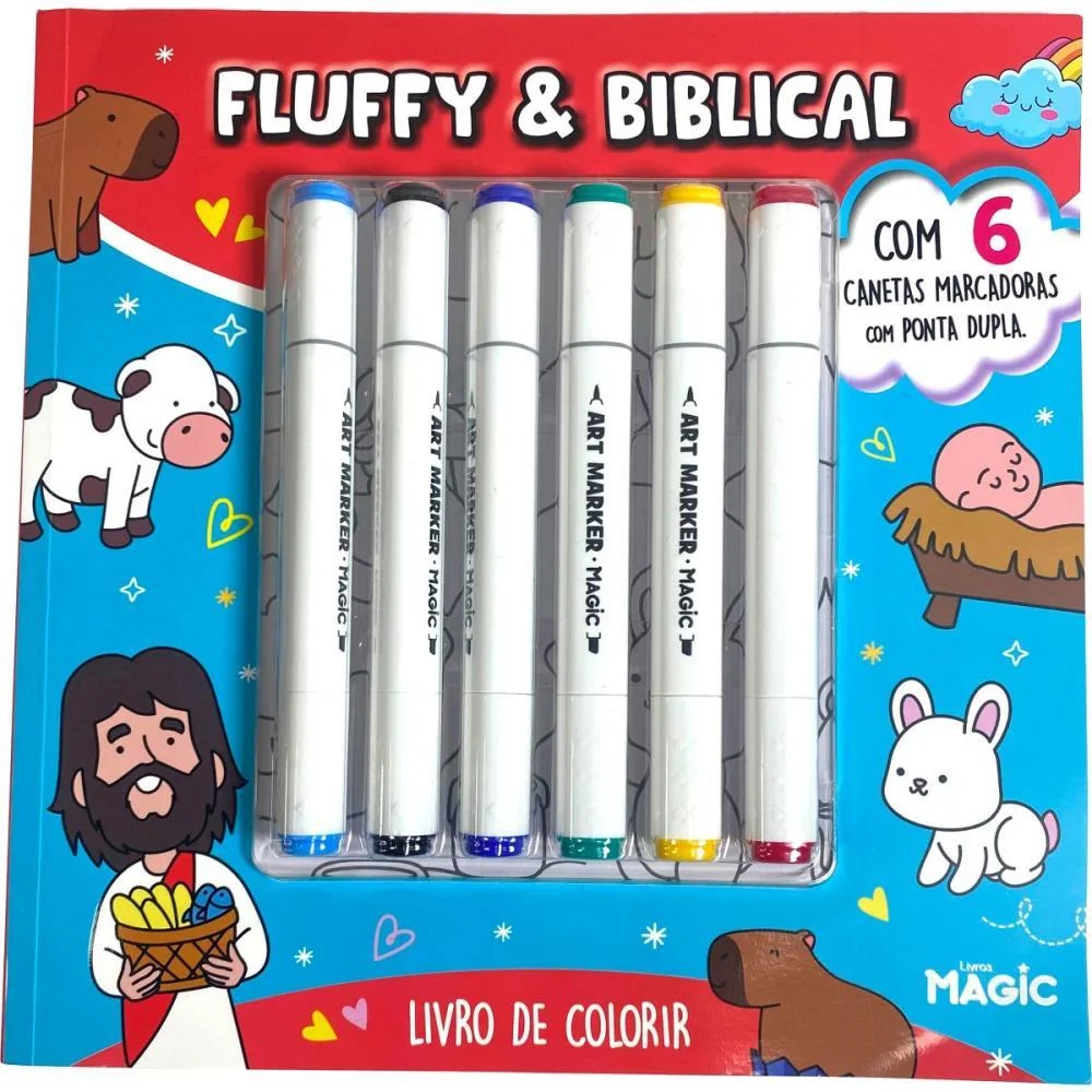 LIVRO DE COLORIR FLUFFY AND BIBLICAL C/6CANETIN MAGIC KIDS (UNIDADE) - imagem 5