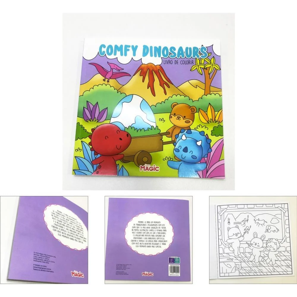 LIVRO DE COLORIR COMFY DINOSSAURS 48PGS 180G. MAGIC KIDS (UNIDADE) - imagem 3