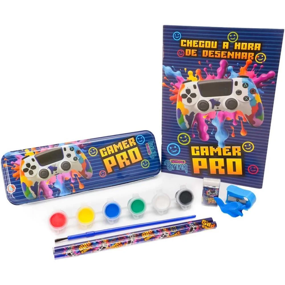 KIT ESCOLAR VD/AZ C/6PCS E ESTOJO METALIZ POLIBRINQ (KIT) - imagem 4