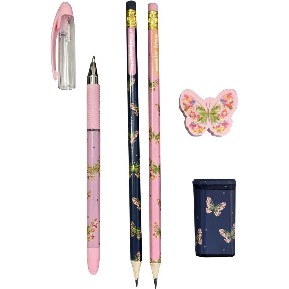 KIT ESCOLAR LOVE BORBOLETAS 5 PEÇAS MOLIN (UNIDADE) - imagem 3