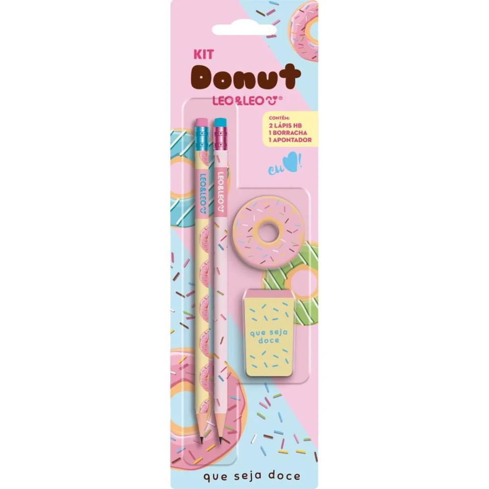 KIT ESCOLAR DONUT HB C/04 PECAS LEONORA (BLISTER) - imagem 2