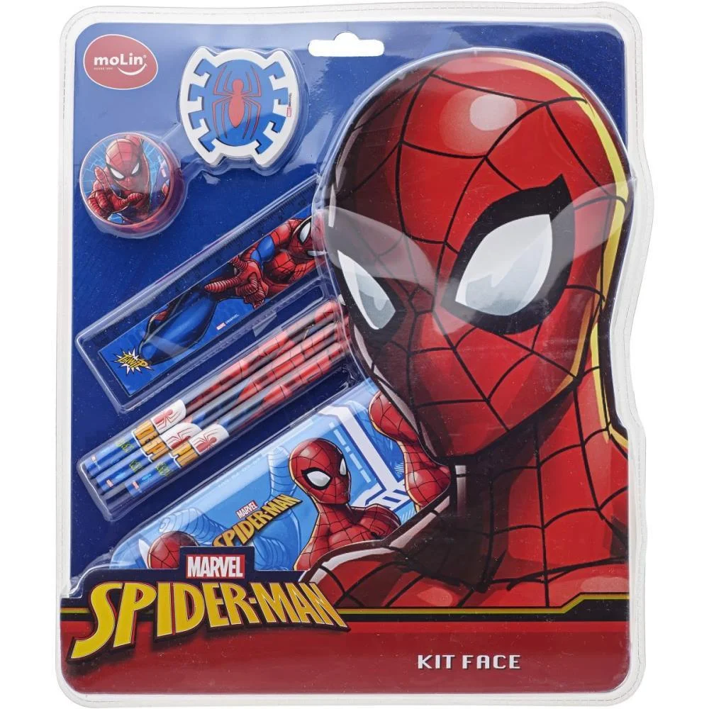 KIT ESCOLAR SPIDER MAN 7PCS C/ESTOJO METAL MOLIN (UNIDADE) - imagem 4