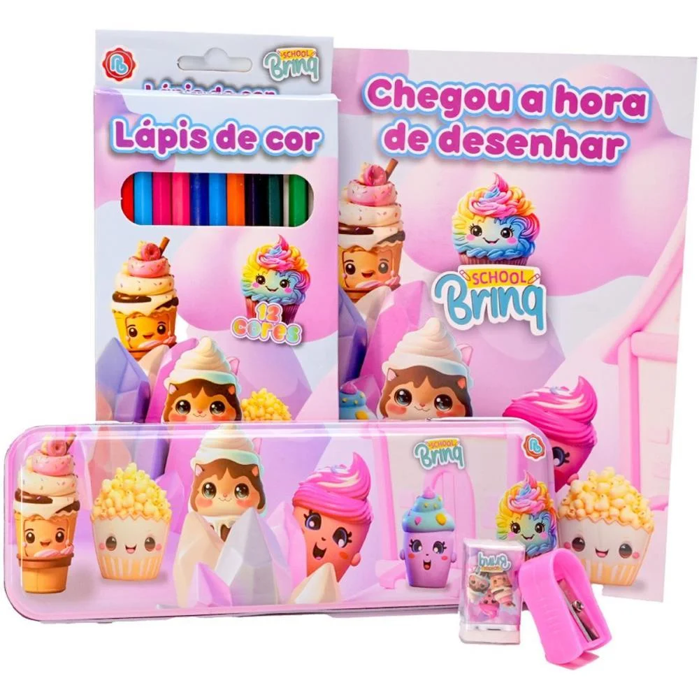 KIT ESCOLAR DOCES/UNICORNIO COLORIR C/EST. POLIBRINQ (KIT) - imagem 3