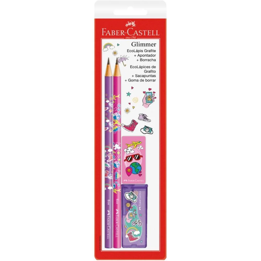 KIT ESCOLAR GLIMMER VIAGEM 2LAP+1APON+1BOR FABER-CASTELL (UNIDADE) - imagem 2