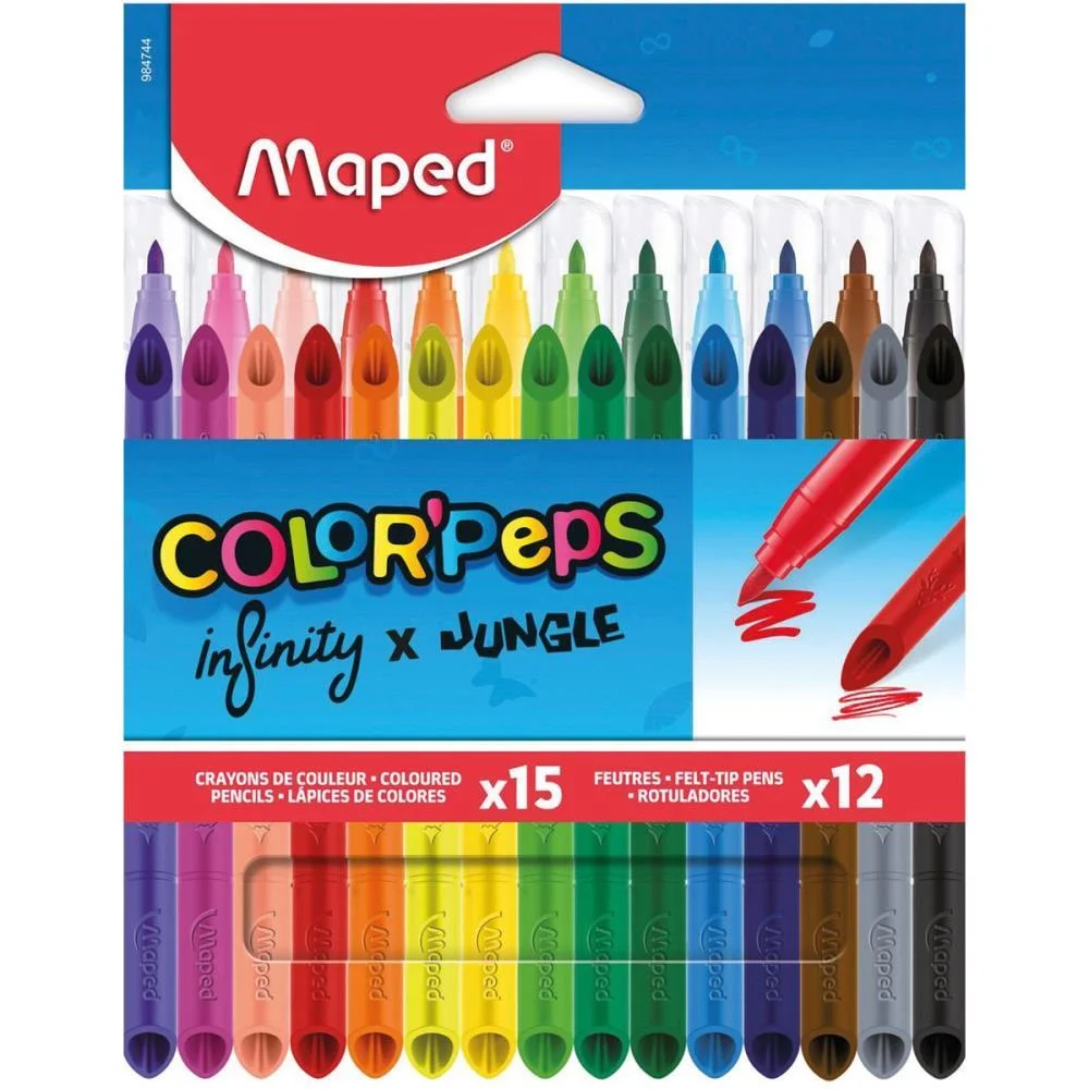 KIT ESCOLAR COLOR PEPS 15LAPIS/12CANETINHA MAPED (KIT) - imagem 2