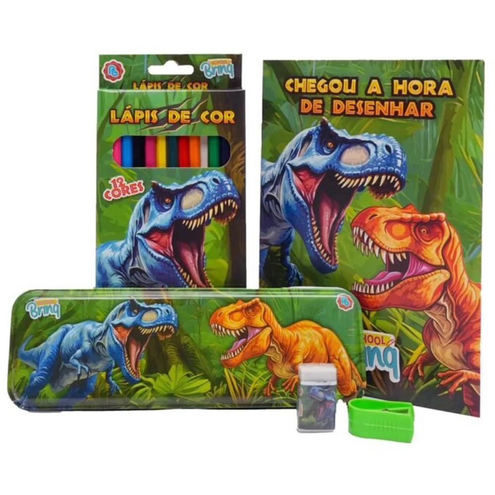 KIT ESCOLAR DINO/GAMER COLORIR C/ESTOJO(S) POLIBRINQ (KIT) - imagem 3