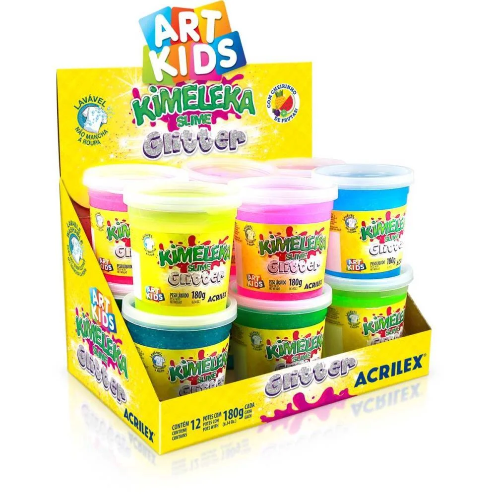 SLIME KIMELEKA GLITTER 180G SORT. ACRILEX (CX.C/12) - imagem 3