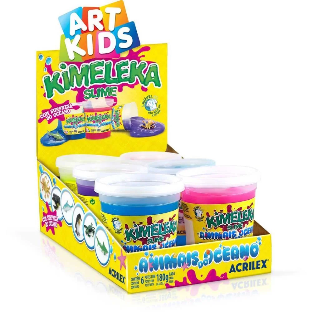 SLIME KIMELEKA ANIMAIS OCEANO 180G ACRILEX (CX.C/06) - imagem 4