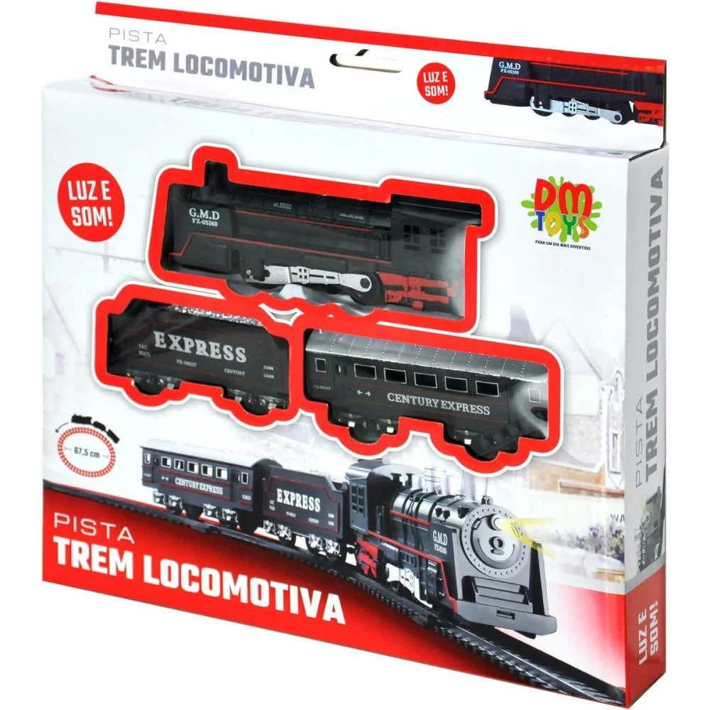 LOCOMOTIVA PISTA DE TREM C/ LUZ/SOM DM TOYS (UNIDADE) - imagem 3