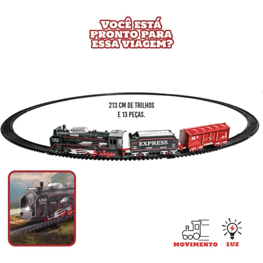 LOCOMOTIVA BRINQEXPRESSO 213CM TRILHO 13P POLIBRINQ (UNIDADE) - imagem 4
