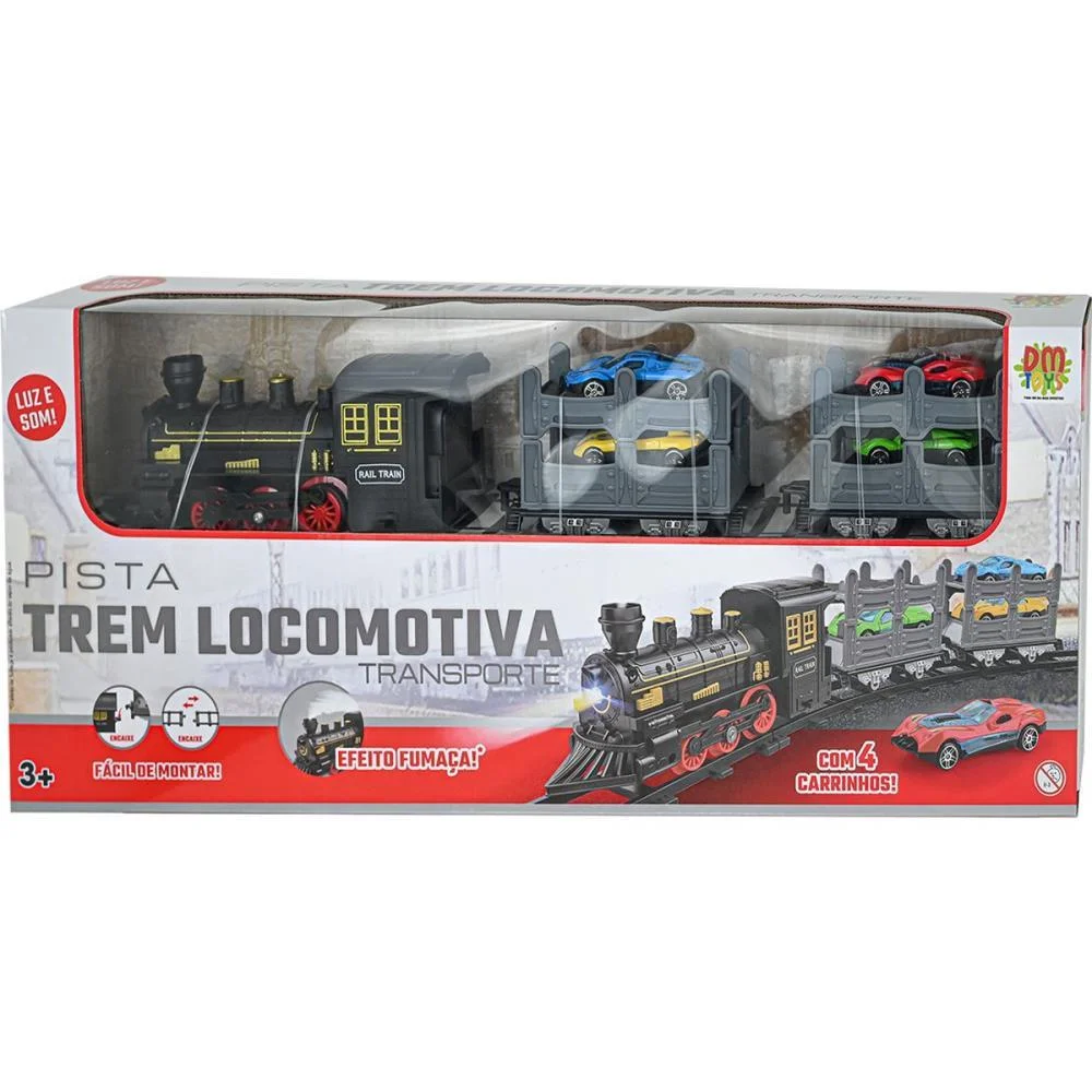 LOCOMOTIVA TREM TRANSPORTE 4 CARRINHOS DM TOYS (UNIDADE) - imagem 3