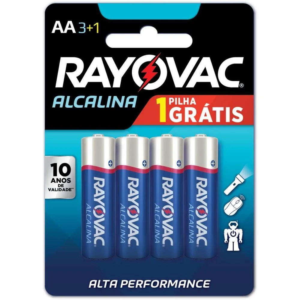 PILHA ALCALINA PEQUENA AA LEVE 4 PAGUE 3 RAYOVAC (BL.C/04) - imagem 3