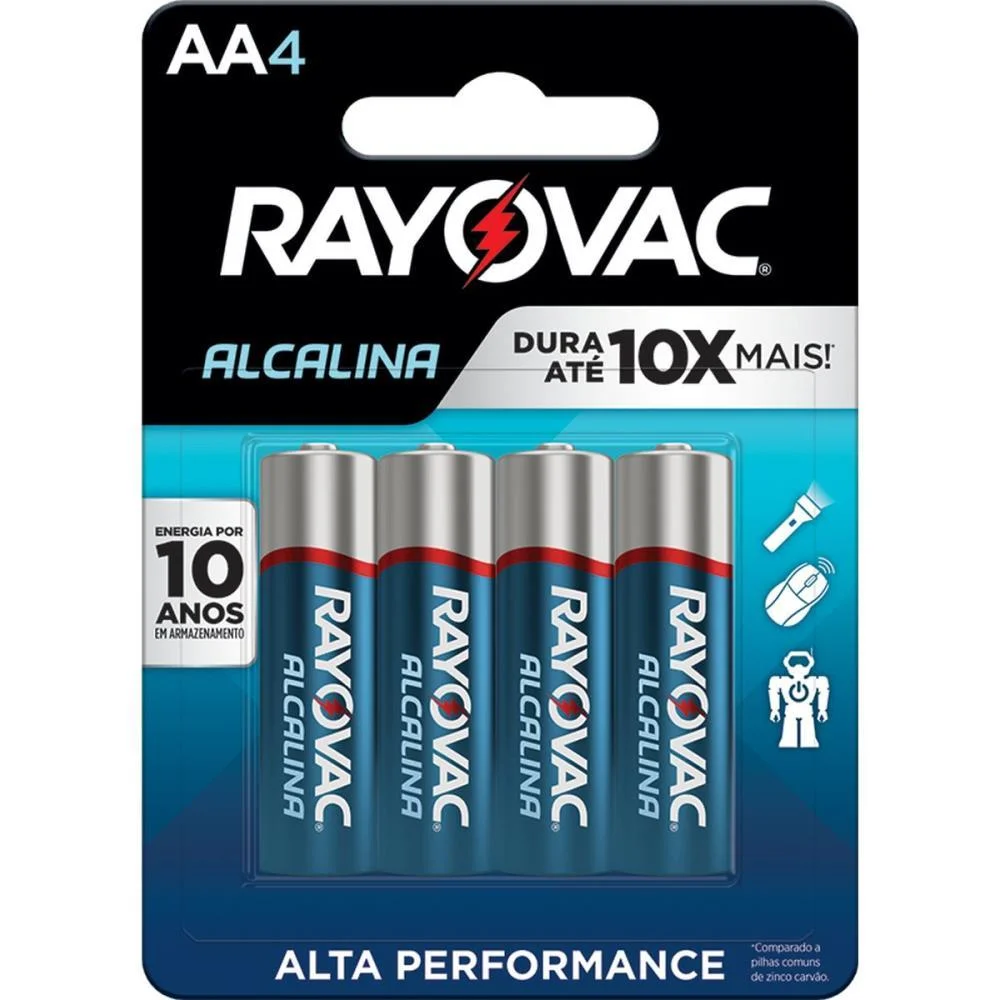 PILHA ALCALINA PEQUENA AA 18 BLISTERS X 4 UN. RAYOVAC (CAIXA) - imagem 4