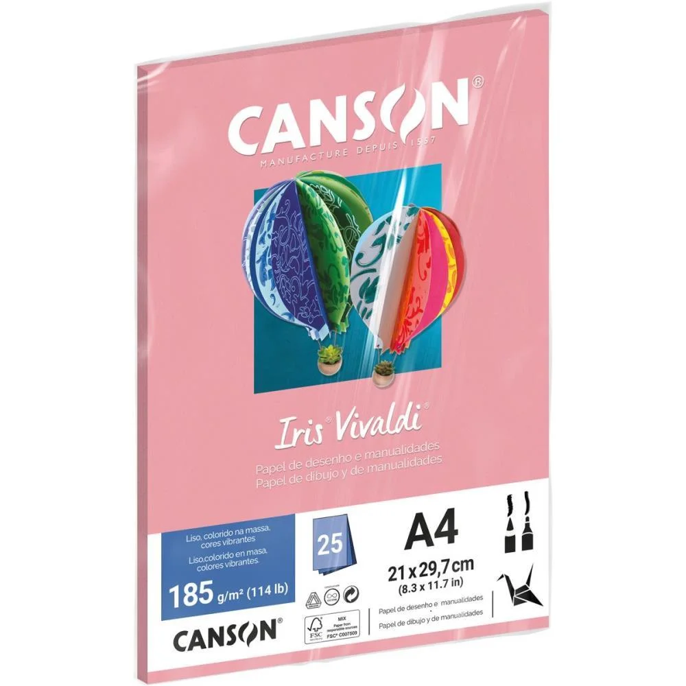 PAPEL A4 COLOR IRIS VIVALDI ROSA 185G CANSON (PCT.C/25) - imagem 4