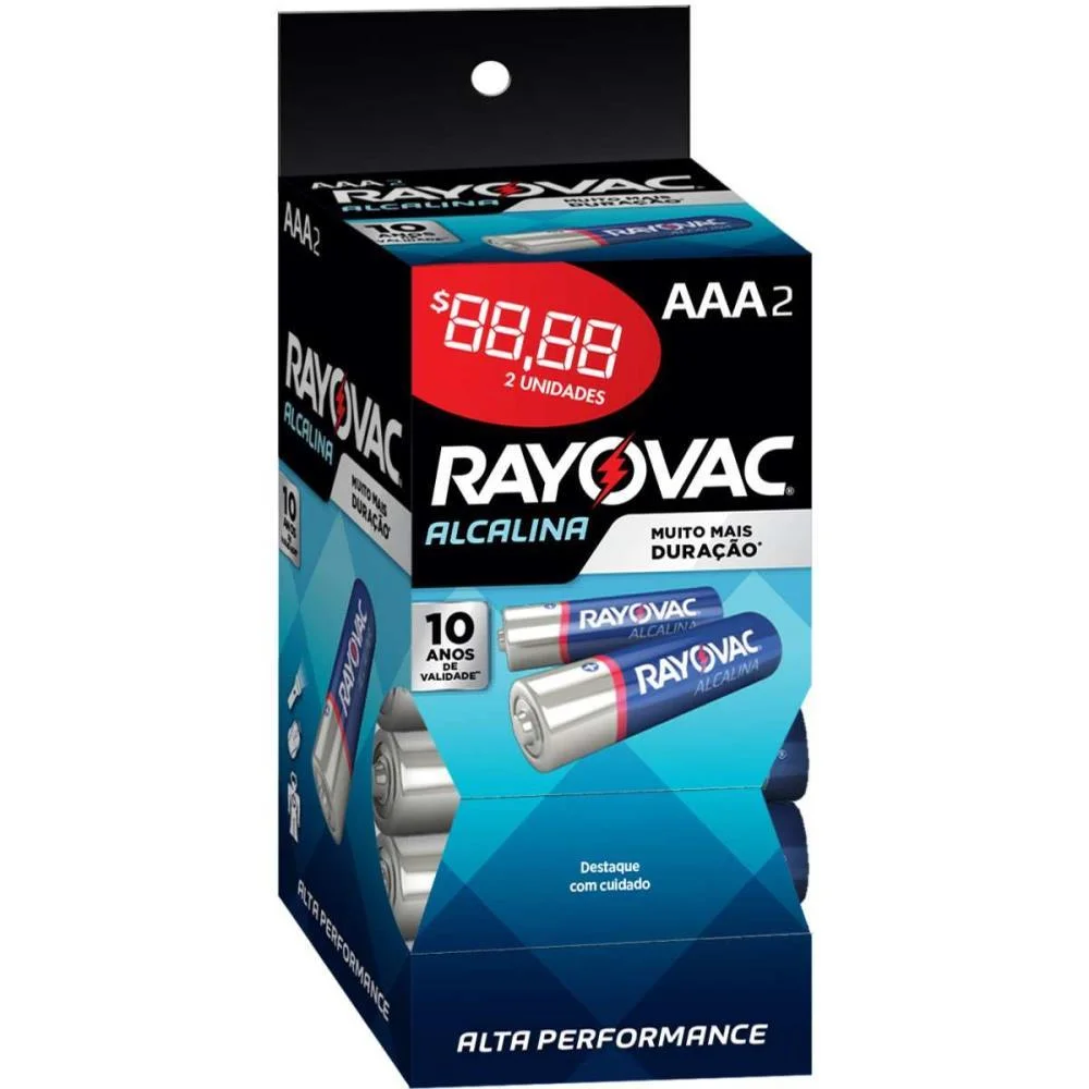 PILHA ALCALINA PALITO AAA 16PACOTES X 2UNID. RAYOVAC (TUBO) - imagem 2
