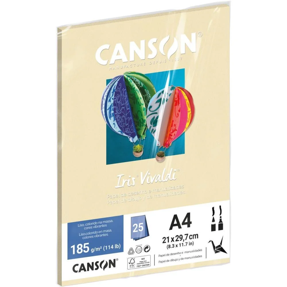 PAPEL A4 COLOR IRIS VIVALDI CREME 185G CANSON (PCT.C/25) - imagem 4