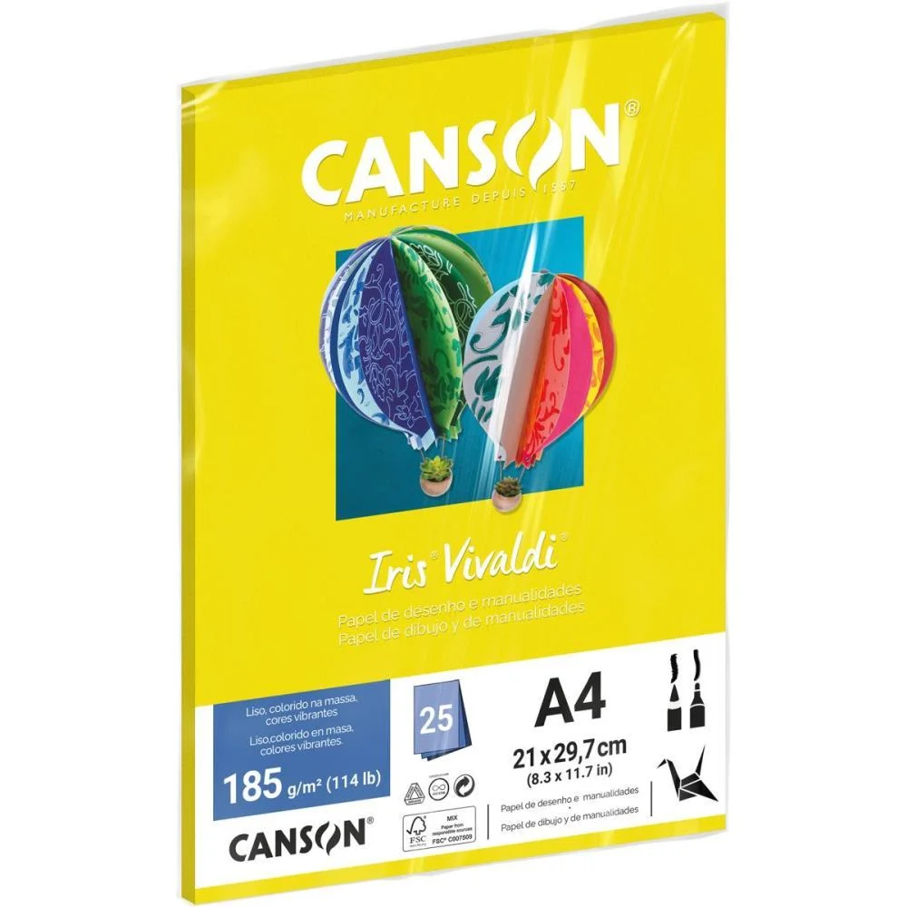 PAPEL A4 COLOR IRIS VIVALDI AMARELO 185G CANSON (PCT.C/25) - imagem 4