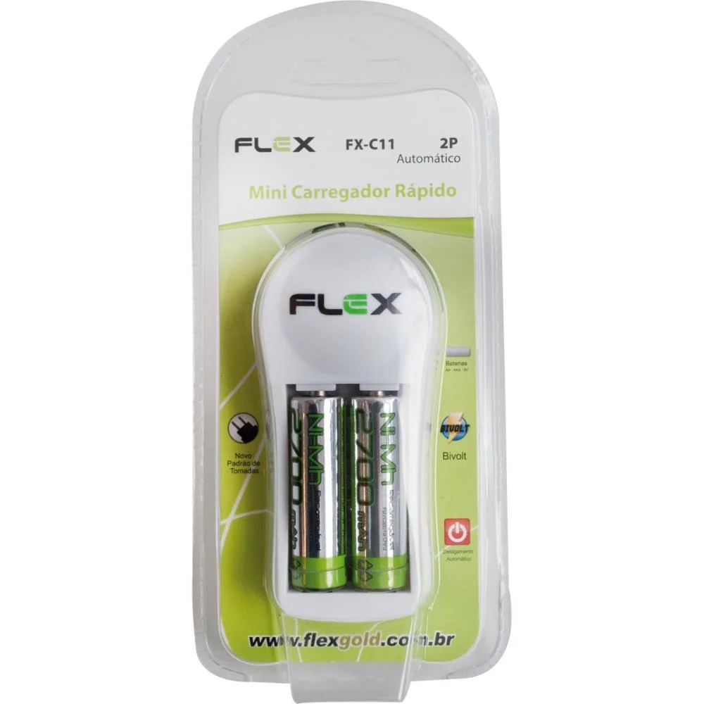 CARREGADOR DE PILHAS BIVOLT P/PILHAS AA/AAA/GV 2700MAH FLEX (UNIDADE) - imagem 3