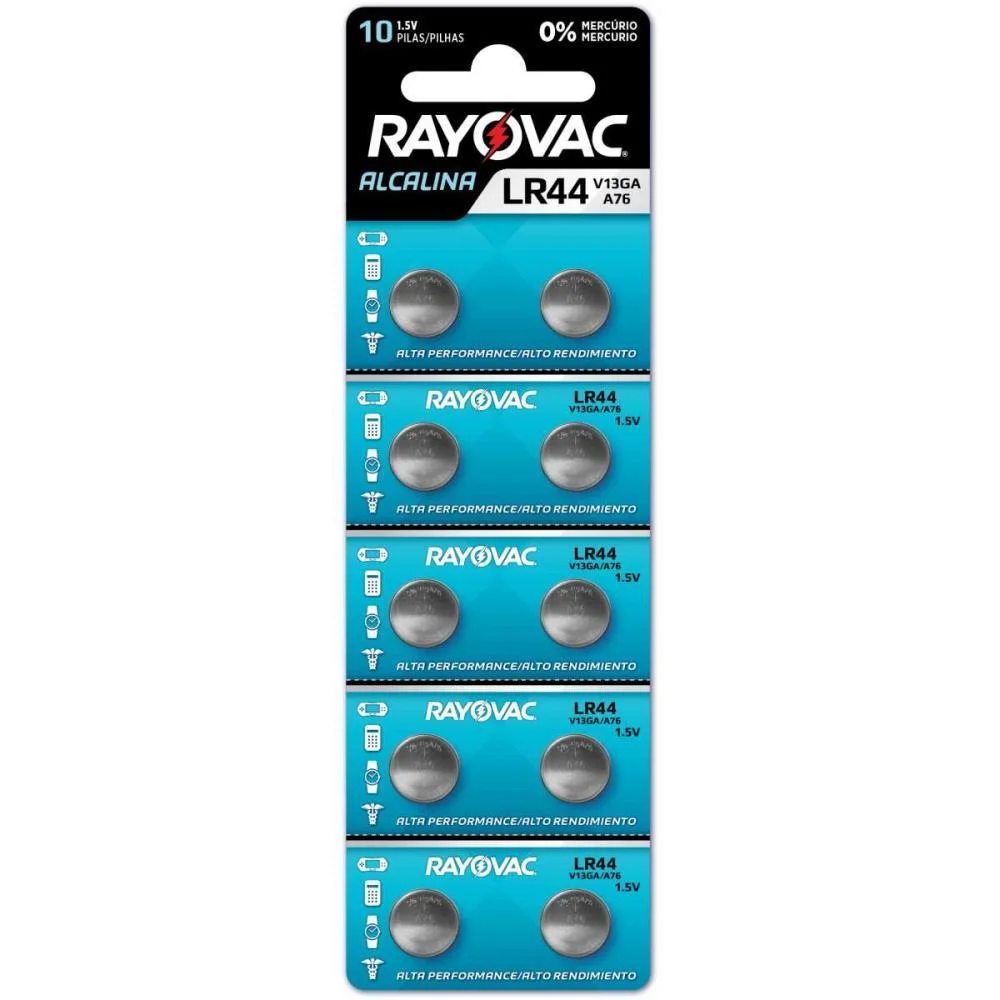 PILHA BATERIA BOTAO LR44 1,5V. RAYOVAC (CT.C/10) - imagem 3