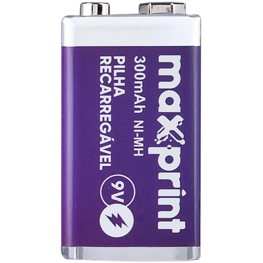 PILHA RECARREGAVEL BATERIA 9V 300MAH MAXPRINT (BLISTER) - imagem 4