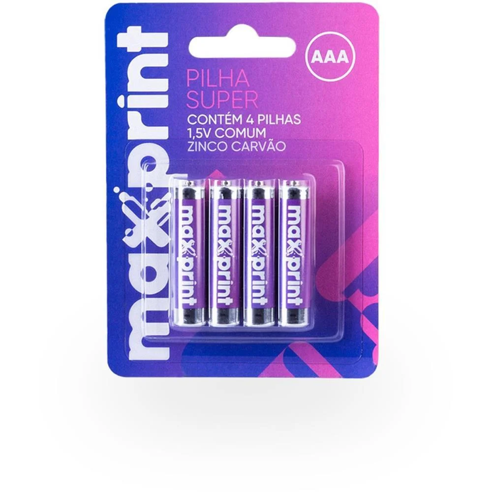 PILHA ZINCO PEQUENA SUPER AA 1,5V MAXPRINT (BL.C/04) - imagem 3