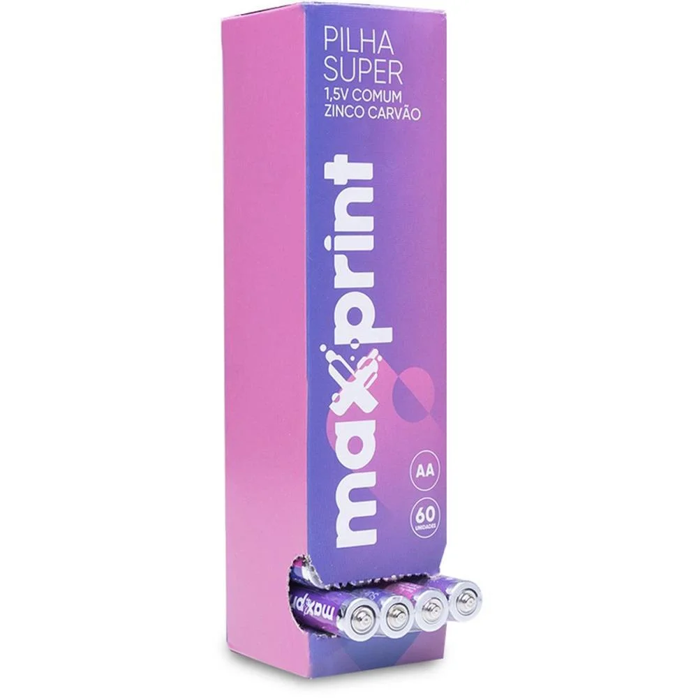 PILHA ZINCO SUPER AA MAX 1,5V 15PCTX4UN MAXPRINT (TUBO) - imagem 3