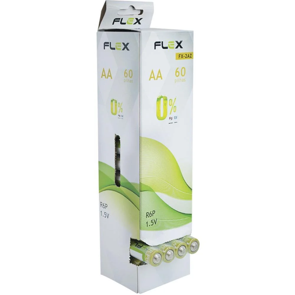 PILHA ZINCO PEQUENA AA 1,5V TUBO C/60PILHA FLEX (CAIXA) - imagem 2