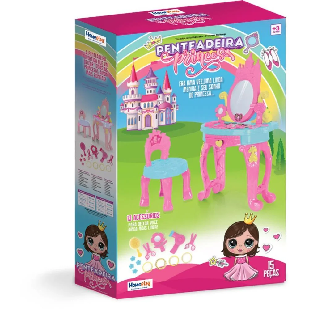 MAQUIAGEM E BELEZA INFANTIL PENTEADEIRA DE PRINCESA C/BANC HOMEPLAY (UNIDADE) - imagem 4