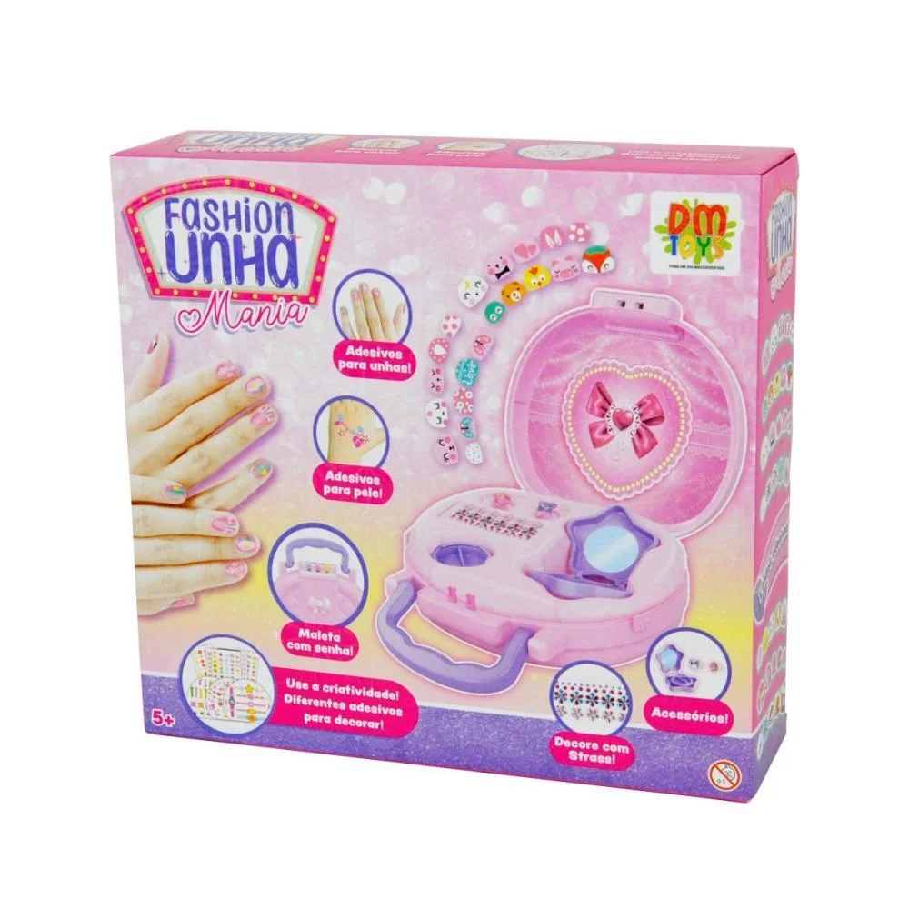 MAQUIAGEM E BELEZA INFANTIL FASHION UNHA MANIA MALETA 14PC DM TOYS (KIT) - imagem 7