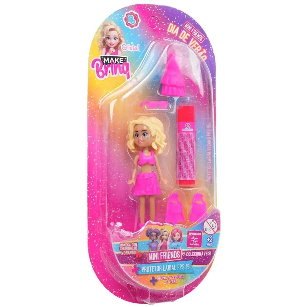 MAQUIAGEM E BELEZA INFANTIL MAKE BRINQ BONEC+PRO.LABIAL 5P POLIBRINQ (KIT) - imagem 3