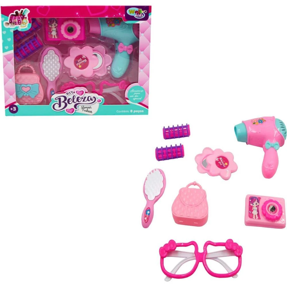 MAQUIAGEM E BELEZA INFANTIL KIT BELEZA GLAMOUR FASHION 8PC WELLMIX (BLISTER) - imagem 2