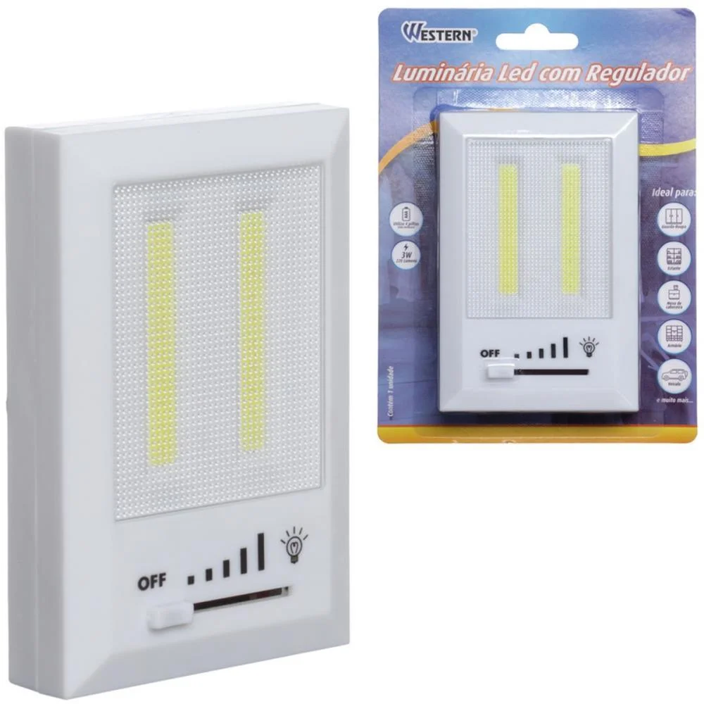 LUMINARIA DE EMERGENCIA LED C/REGULADOR 3W-6V PILHA WESTERN (UNIDADE) - imagem 2