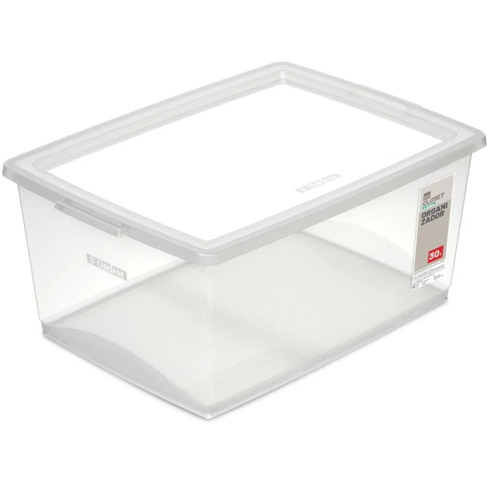 CAIXA PLASTICA MULTIUSO CRISTAL 30L 37,8X53X23,5 C/TRA ORDENE (UNIDADE) - imagem 3