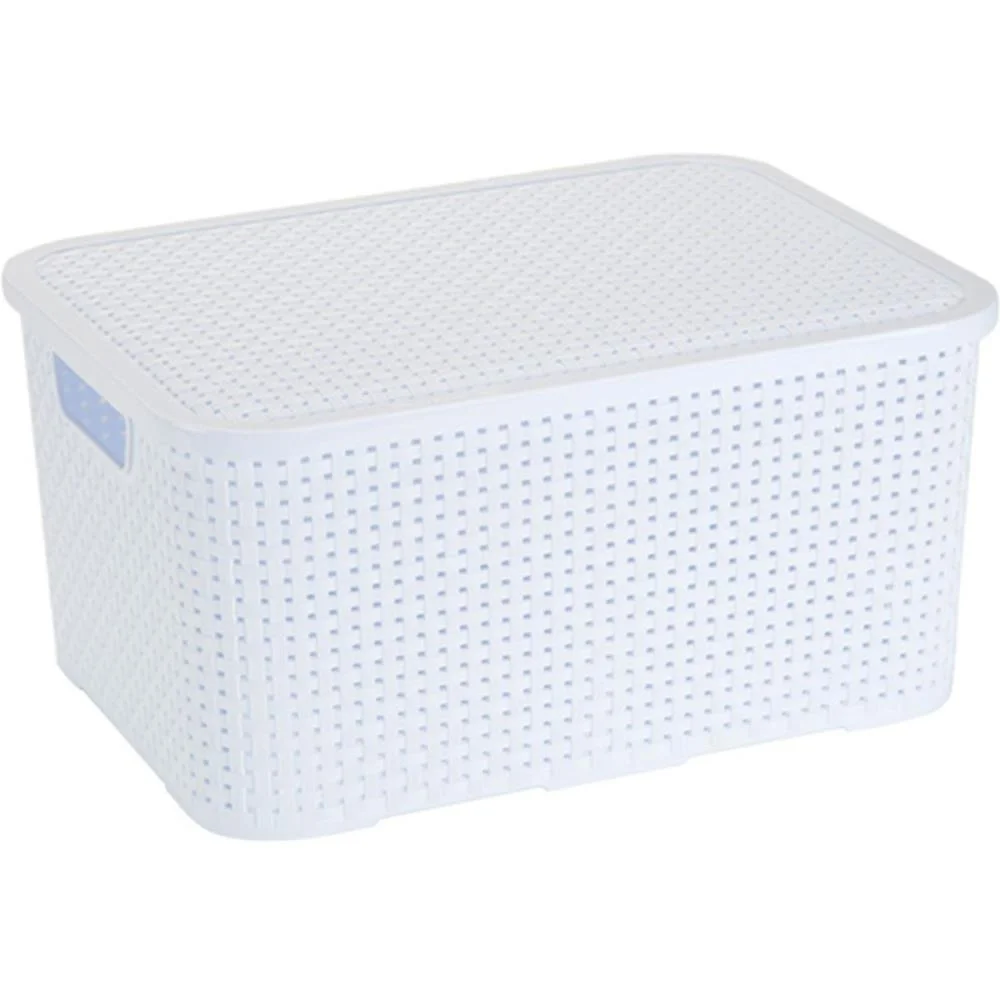 CAIXA PLASTICA MULTIUSO RATTAN C/TAMPA BRANCA 3,5L MONTE LIBANO (UNIDADE) - imagem 2