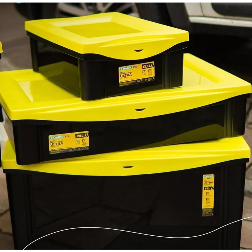 CAIXA PLASTICA MULTIUSO PRETO 13,5L 42,5X30X14,5 MEDIO ORDENE (UNIDADE) - imagem 3