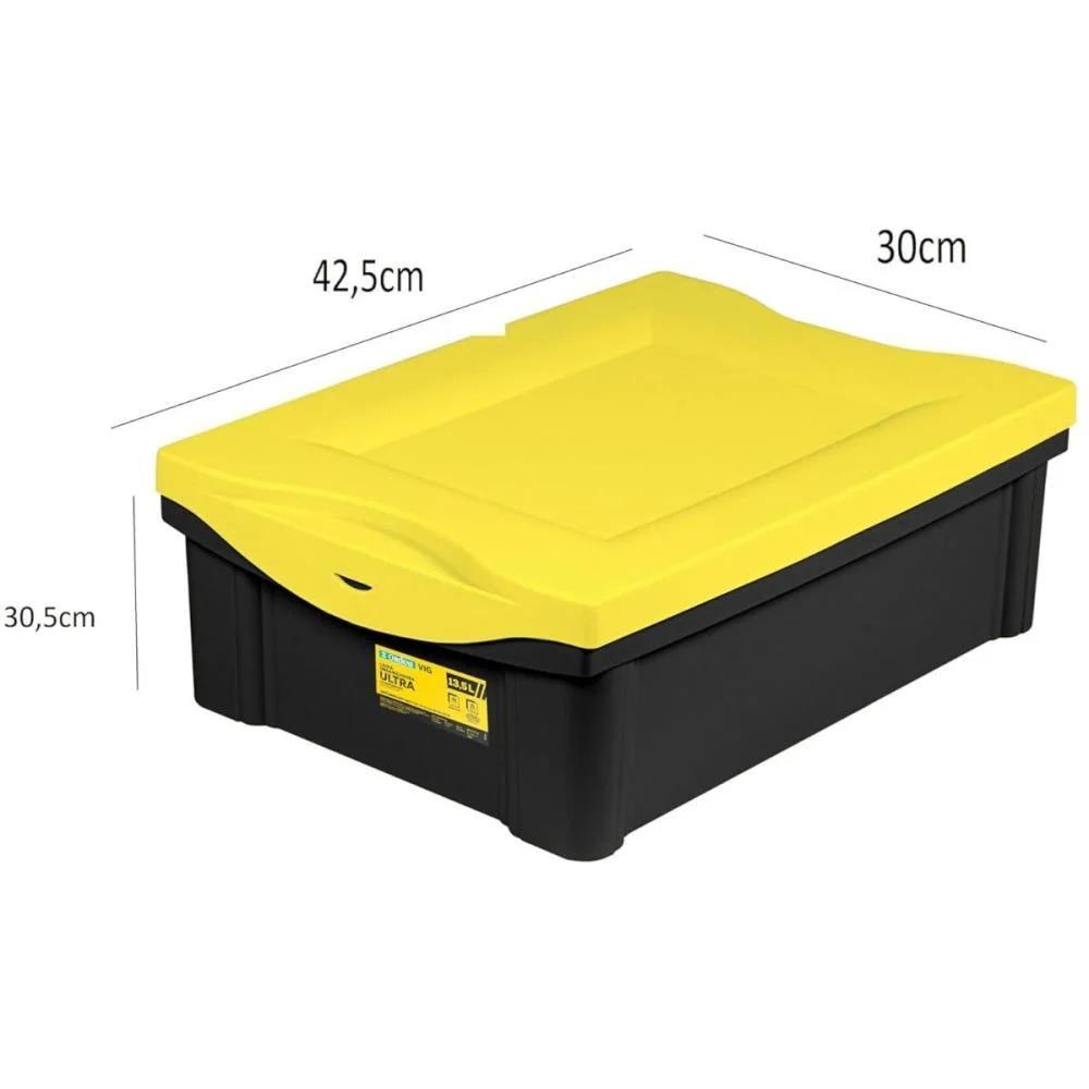 CAIXA PLASTICA MULTIUSO PRETO 13,5L 42,5X30X14,5 MEDIO ORDENE (UNIDADE) - imagem 4