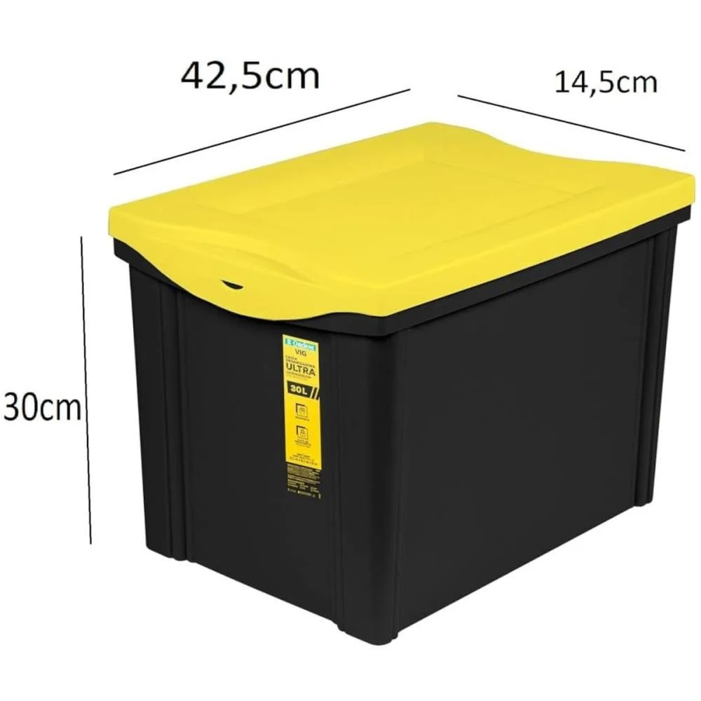 CAIXA PLASTICA MULTIUSO PRETO 30L 30,5X42,5X30CM MEDIO ORDENE (UNIDADE) - imagem 3