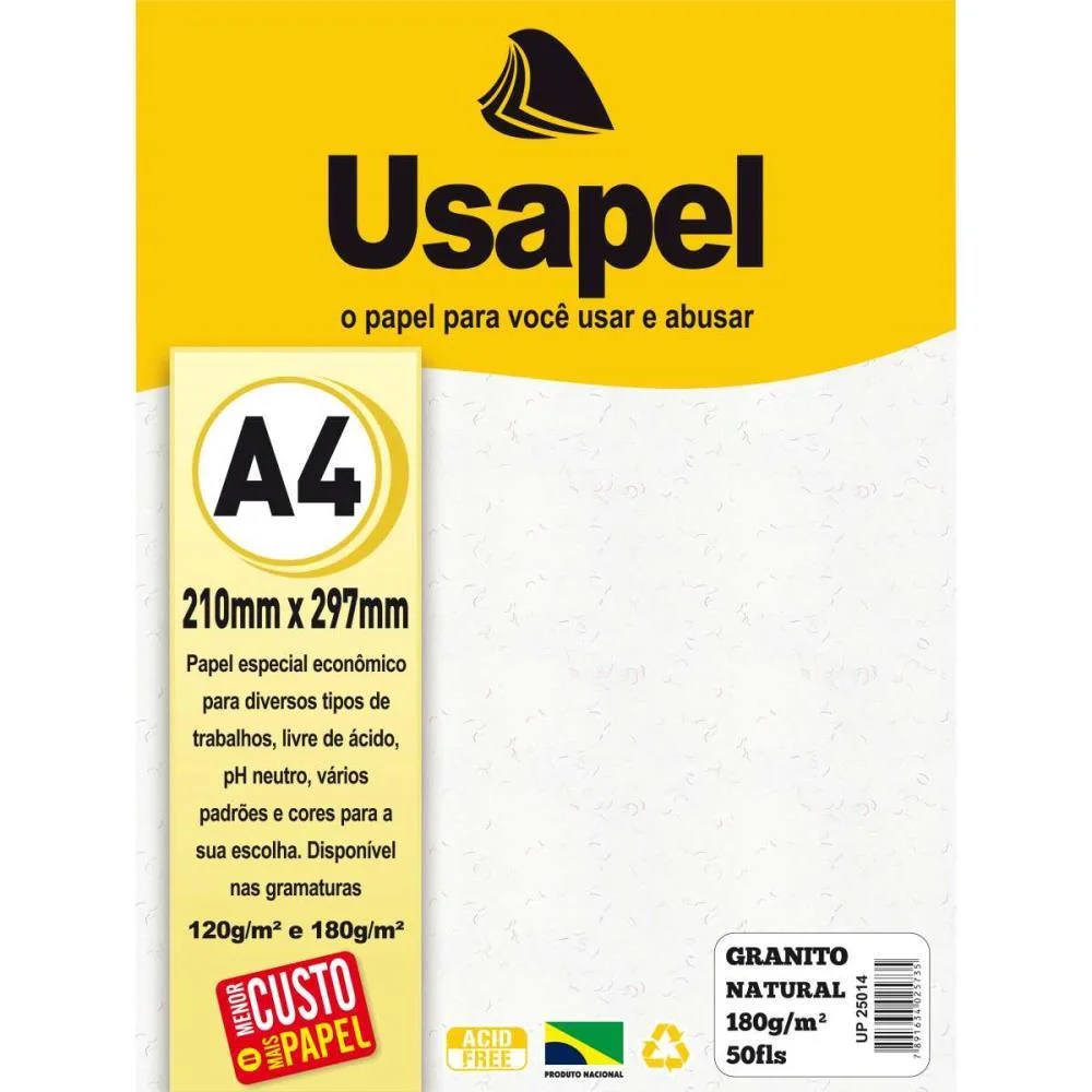 PAPEL A4 GRANITO USAPEL NATURAL 180G. FILIPERSON (PCT.C/50) - imagem 2