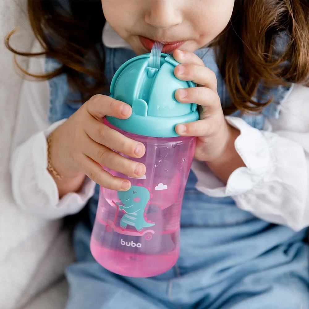 GARRAFA PLASTICA DINO PATINETE ROSA 400ML. RETR BUBA (UNIDADE) - imagem 5