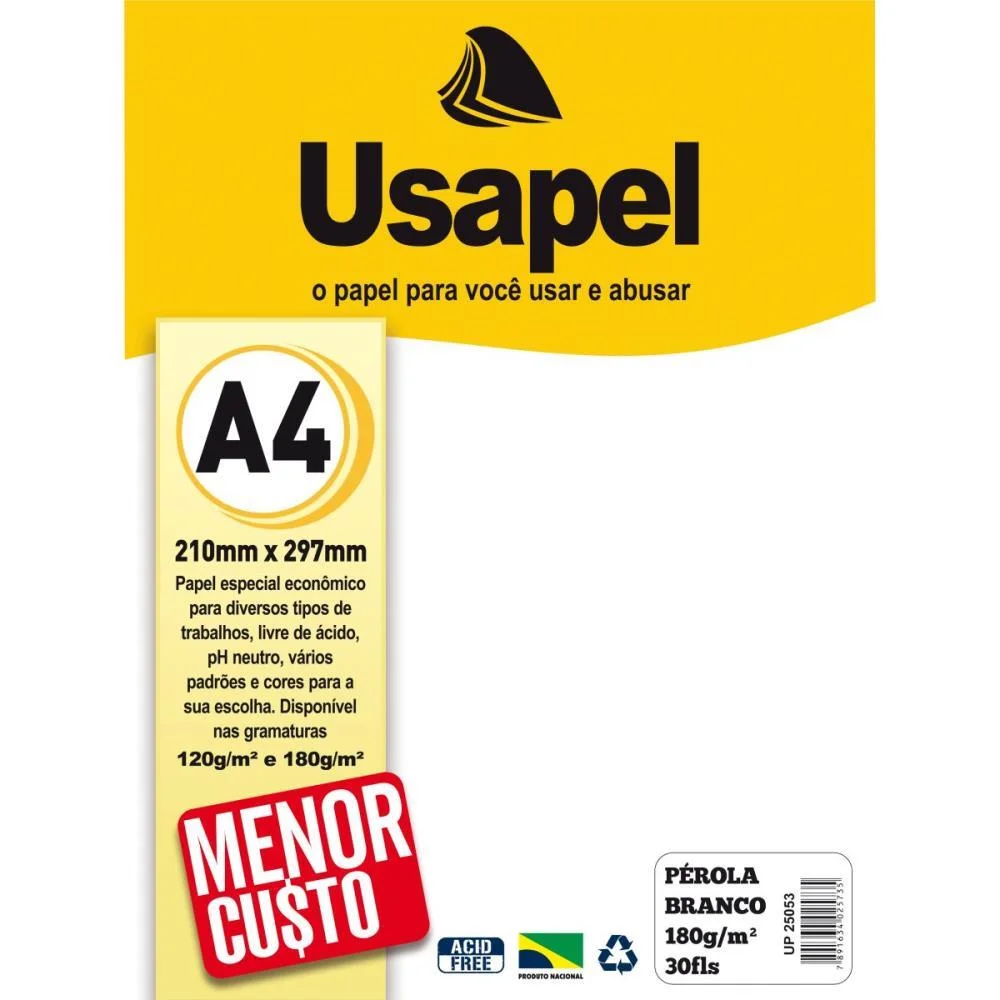 PAPEL A4 PEROLADO USAPEL BRANCO 180G FILIPERSON (CX.C/30) - imagem 3