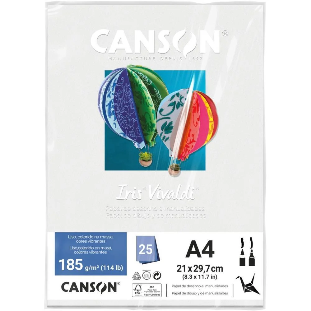 PAPEL A4 COLOR IRIS VIVALDI BRANCO 185G CANSON (PCT.C/25) - imagem 3