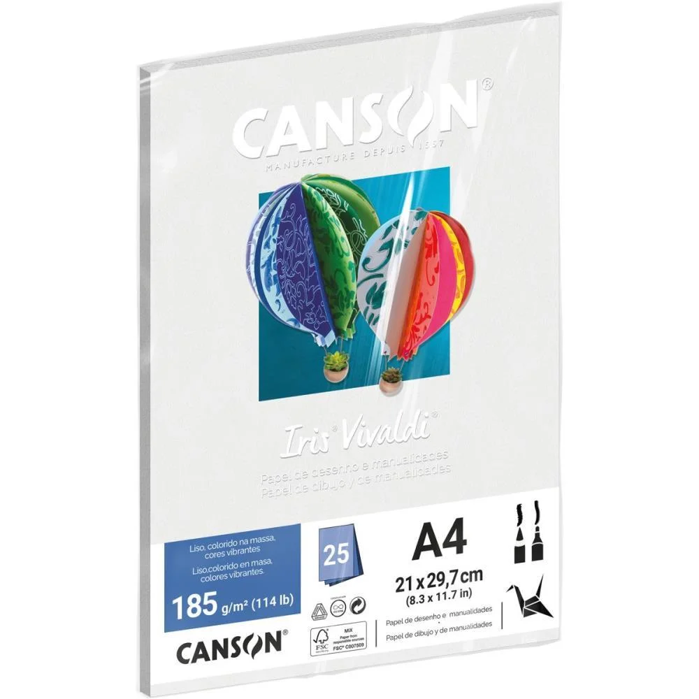 PAPEL A4 COLOR IRIS VIVALDI BRANCO 185G CANSON (PCT.C/25) - imagem 4