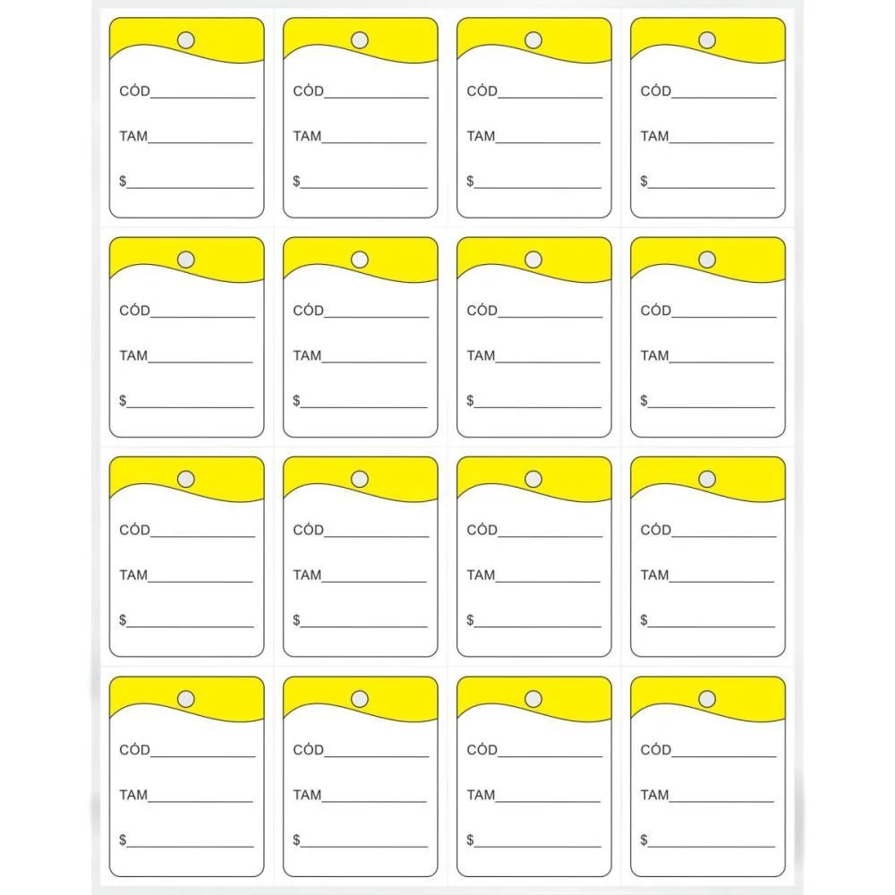 ETIQUETA PARA PREÇO TAG 30X38MM CARTAO AMARELA GRESPAN (PCT.C/1000) - imagem 2