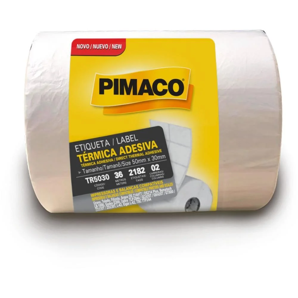 ETIQUETA ADESIVA TERMICA 50MMX30MM C/2182 ETIQ. PIMACO (ROLO) - imagem 4