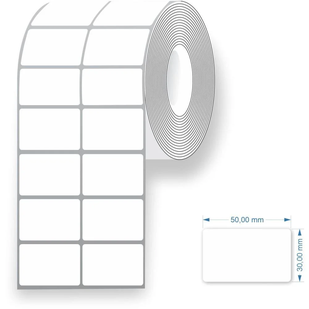 ETIQUETA PARA CODIGO DE BARRAS COUCHE 50X30X30M 2CARREIRAS GRESPAN (ROLO) - imagem 2