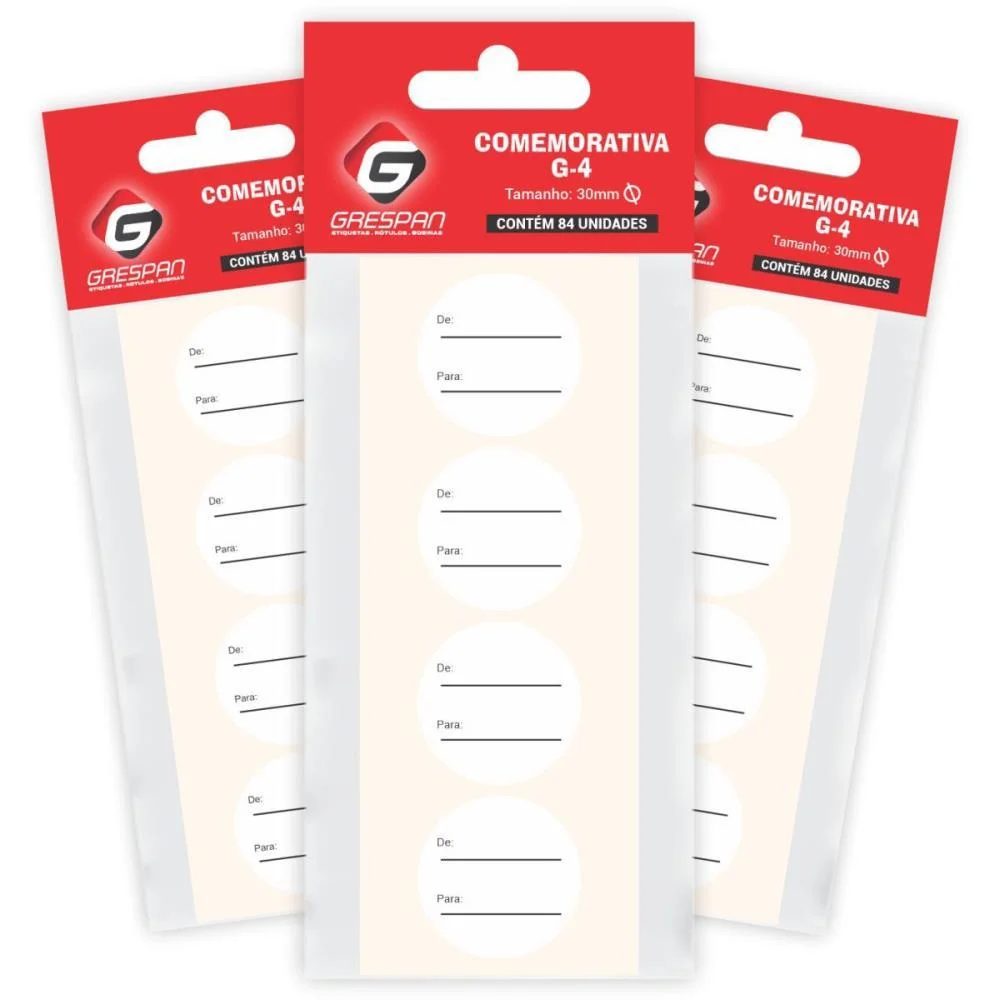 ETIQUETA PARA PRESENTE DE/PARA REDONDA PRETA/BRANCA GRESPAN (CT.C/100) - imagem 3